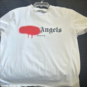 Palm Angels White T-Shirt with Red Graphic